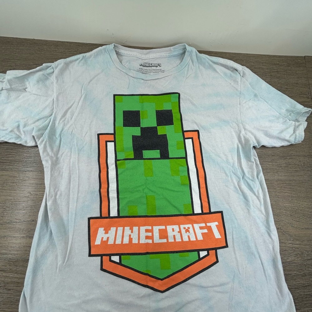 Minecraft Creeper Kids T-Shirt - White and Green